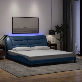 Estructura de cama con LED sin colchón tela azul 180x200 cm en Camas y somieres | Comprar online en Foro24