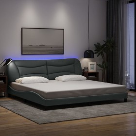 Estructura de cama con LED sin colchón gris claro 200x200 cm