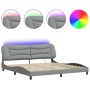 Estructura de cama con LED sin colchón gris claro 200x200 cm