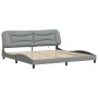 Estructura de cama con LED sin colchón gris claro 200x200 cm