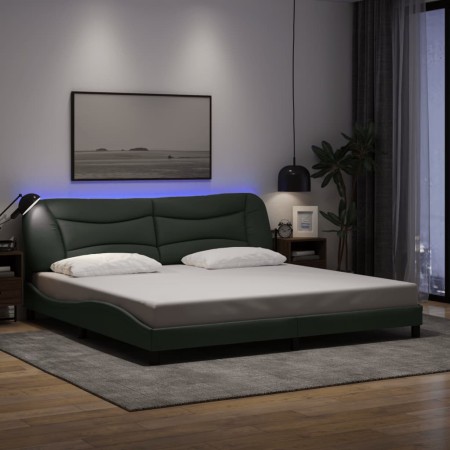 Estructura de cama con LED sin colchón gris oscuro 200x200 cm