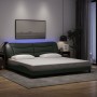 Estructura de cama con LED sin colchón gris oscuro 200x200 cm