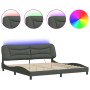 Estructura de cama con LED sin colchón gris oscuro 200x200 cm