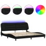 Estructura de cama con LED sin colchón tela negro 200x200 cm