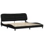 Estructura de cama con LED sin colchón tela negro 200x200 cm