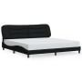 Estructura de cama con LED sin colchón tela negro 200x200 cm