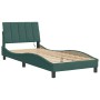 Estructura cama con luces LED terciopelo verde oscuro 80x200 cm