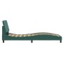Estructura cama con luces LED terciopelo verde oscuro 80x200 cm