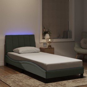 Estructura cama con luces LED terciopelo gris claro 90x190 cm Estructura cama con luces LED terciopelo gris claro 90x190 cm