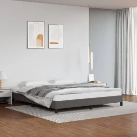 Gray synthetic leather bed frame 200x200 cm by vidaXL, Beds and slatted bases - Ref: Foro24-346920, Price: 110,62 €, Discount: %