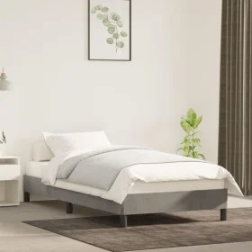 Light gray velvet bed frame 100x200 cm by vidaXL, Beds and slatted bases - Ref: Foro24-346958, Price: 90,53 €, Discount: %