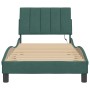 Estructura cama con luces LED terciopelo verde oscuro 90x190 cm