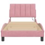 Estructura de cama con luces LED de terciopelo rosa 90x190 cm
