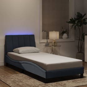 Estructura cama con luces LED terciopelo gris oscuro 90x200 cm