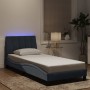 Estructura cama con luces LED terciopelo gris oscuro 90x200 cm
