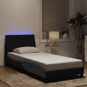 Estructura de cama con luces LED terciopelo negro 90x200 cm