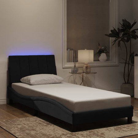 Estructura de cama con luces LED terciopelo negro 90x200 cm