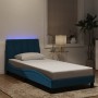 Estructura cama con luces LED terciopelo azul 90x200 cm