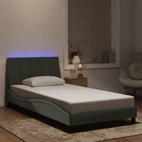 Estructura cama con luces LED terciopelo gris claro 100x200 cm en Camas y somieres | Comprar online en Foro24