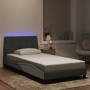 Estructura cama con luces LED terciopelo gris claro 100x200 cm