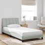 Estructura cama con luces LED terciopelo gris claro 100x200 cm