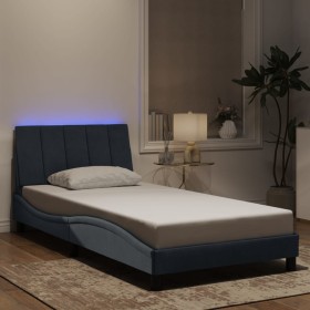Estructura cama con luces LED terciopelo gris oscuro 100x200 cm