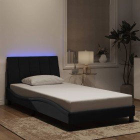 Estructura de cama con luces LED terciopelo negro 100x200 cm