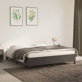 Estructura de cama de terciopelo gris oscuro 160x200 cm