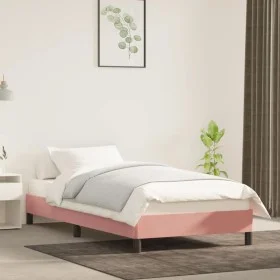 Rosafarbener Samtbettrahmen 100x200 cm von vidaXL, Betten und Lattenroste - Ref: Foro24-346963, Preis: 76,35 €, Rabatt: %