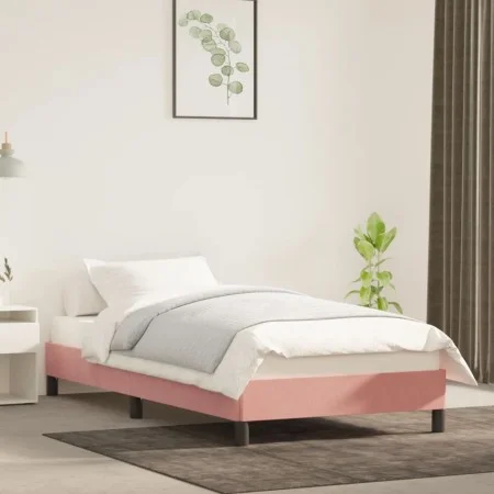 Pink velvet bed frame 100x200 cm by vidaXL, Beds and slatted bases - Ref: Foro24-346963, Price: 76,35 €, Discount: %