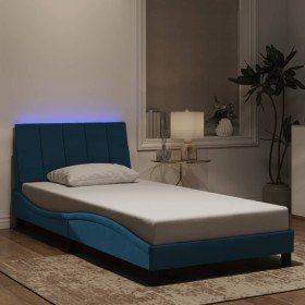 Estructura de cama con luces LED terciopelo azul 100x200 cm Estructura de cama con luces LED terciopelo azul 100x200 cm