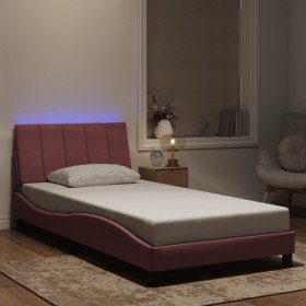 Estructura de cama con luces LED terciopelo rosa 100x200 cm Estructura de cama con luces LED terciopelo rosa 100x200 cm