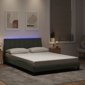 Estructura cama con luces LED terciopelo gris claro 120x200 cm Estructura cama con luces LED terciopelo gris claro 120x200 cm