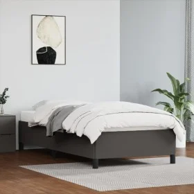 Gray synthetic leather bed frame 100x200 cm by vidaXL, Beds and slatted bases - Ref: Foro24-347237, Price: 93,04 €, Discount: %