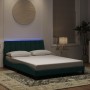 Estructura de cama con luces terciopelo verde oscuro 120x200 cm