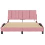 Estructura de cama con luces LED terciopelo rosa 120x200 cm