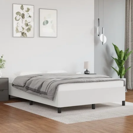White synthetic leather bed frame 140x190 cm by vidaXL, Beds and slatted bases - Ref: Foro24-347246, Price: 123,02 €, Discoun...