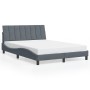 Estructura de cama luces LED terciopelo gris oscuro 140x190 cm