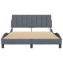Estructura de cama luces LED terciopelo gris oscuro 140x190 cm