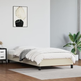 Cremefarbener Bettrahmen aus Kunstleder, 100 x 200 cm von vidaXL, Betten und Lattenroste - Ref: Foro24-346888, Preis: 79,06 €...