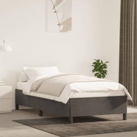 Estructura de cama de terciopelo gris oscuro 100x200 cm