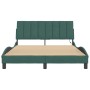 Estructura de cama luces LED terciopelo verde oscuro 140x190 cm