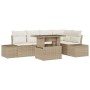 Conjunto de sofá de jardín con cojín 6 pcs Beige Poliratán
