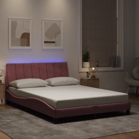 Estructura de cama con luces LED terciopelo rosa 140x190 cm en Camas y somieres | Comprar online en Foro24