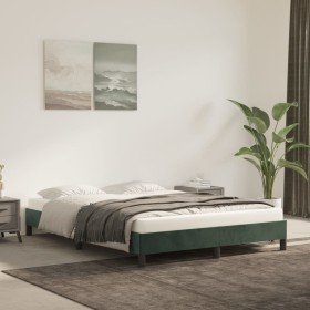 Estructura de cama de terciopelo verde 140x190 cm