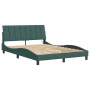 Estructura de cama con luces terciopelo verde oscuro 140x200 cm