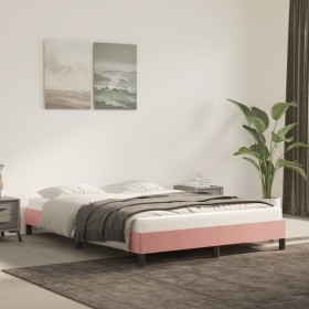 Bettgestell aus rosafarbenem Samt, 140 x 190 cm von vidaXL, Betten und Lattenroste - Ref: Foro24-346975, Preis: 106,31 €, Rab...