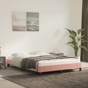 Bettgestell aus rosafarbenem Samt, 140 x 190 cm von vidaXL, Betten und Lattenroste - Ref: Foro24-346975, Preis: 106,10 €, Rab...