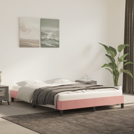 Estructura de cama de terciopelo rosa 140x190 cm de vidaXL, Camas y somieres - Ref: Foro24-346975, Precio: 106,20 €, Descuent...