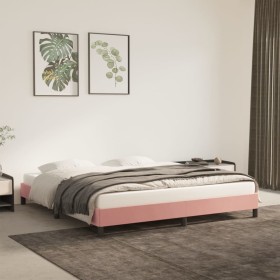 Estructura de cama de terciopelo rosa 180x200 cm